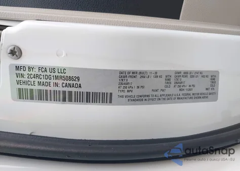 2021 Chrysler Voyager Lxi из США, поврежденный, VIN 2C4RC1DG1MR508629